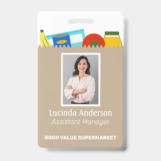 Lebensmittelgeschäft Supermarkt Mitarbeiter Foto I Ausweis (Vorderseite)