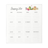 Lebensmittelgeschäfte bearbeitbare Listenelemente Notizblock (Vorderseite)