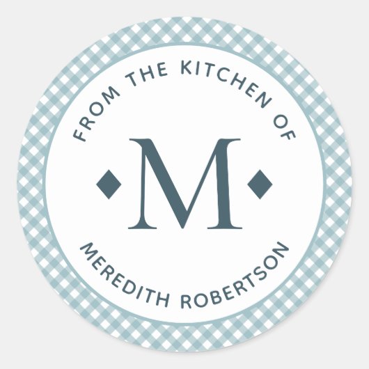 Lebensmittelgeschenk aus der Küche von Monogram Aq Runder Aufkleber (Vorderseite)
