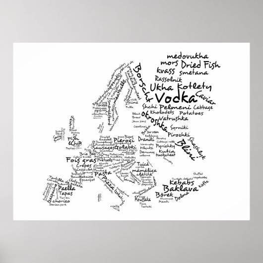 Lebensmittelkarte Europas (groß) Poster (Vorne)
