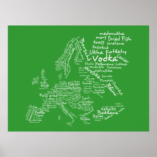 Lebensmittelkarte Europas (grün) Poster (Vorne)