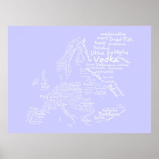 Lebensmittelkarte Europas (Lilac) Poster (Vorne)