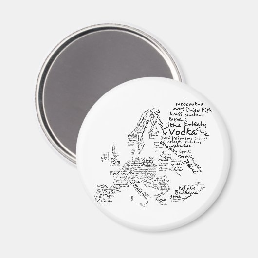 Lebensmittelkarte Europas Magnet (Vorderseite/Rückseite)