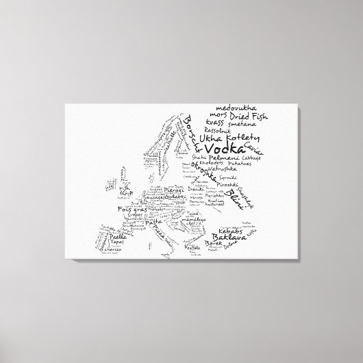 Lebensmittelkarte Europas - Weiß Leinwanddruck (Vorderseite)