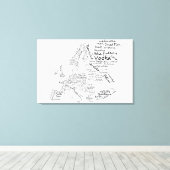 Lebensmittelkarte Europas - Weiß Leinwanddruck (Insitu (Holzboden))