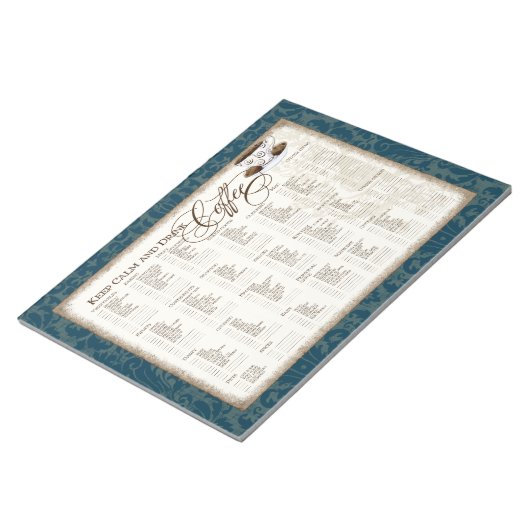 Lebensmittelkartentasche - Behalt Ruhe und Drink C Notizblock (angewinkelt)