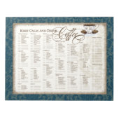 Lebensmittelkartentasche - Behalt Ruhe und Drink C Notizblock (Vorderseite)