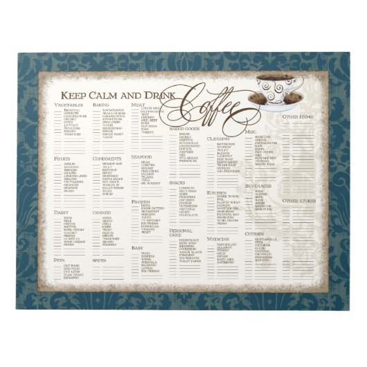 Lebensmittelkartentasche - Behalt Ruhe und Drink C Notizblock (Vorderseite)