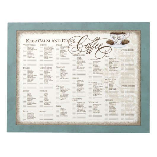 Lebensmittelkartentasche - Behalt Ruhe und Drink C Notizblock (Vorderseite)