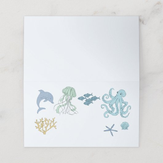 Lebensmittelkennzeichnung für den blauen Party Platzkarte (Außenseite Aufgefaltet)