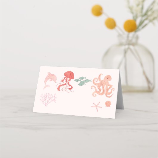 Lebensmittelkennzeichnung für Rosa Party Platzkarte (Vorderseite)