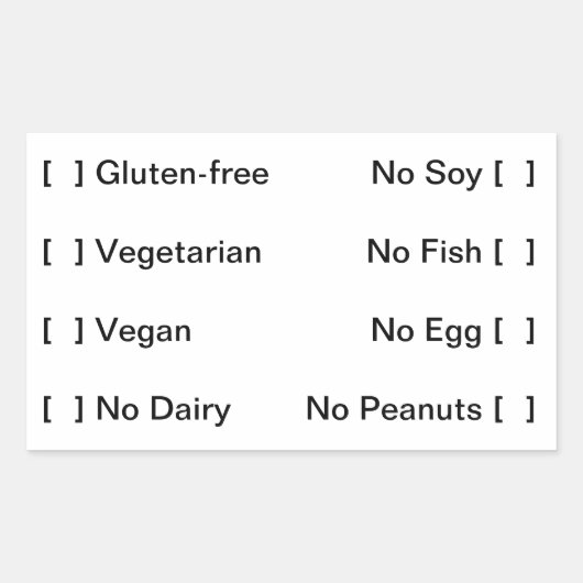 Lebensmittelkennzeichnung Rechteckiger Aufkleber (Vorderseite)