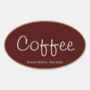Lebensmittellagerung Küchenaufkleber-Kaffee Ovaler Aufkleber