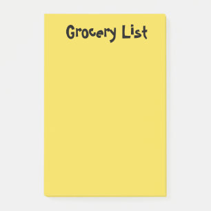 Lebensmittelliste Gelbe Sticky Notes Post-it Klebezettel