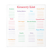 Lebensmittelliste Notepad Notizblock (Vorderseite)