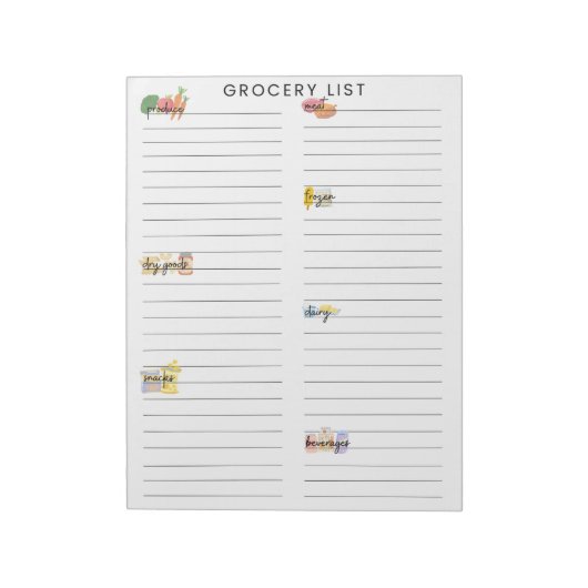 Lebensmittelliste Notepad Notizblock (Rotiert)