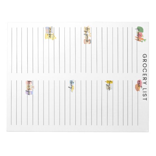 Lebensmittelliste Notepad Notizblock (Vorderseite)