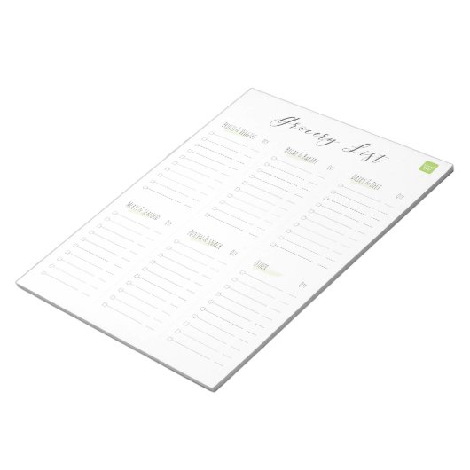 Lebensmittelliste Notepad Notizblock (angewinkelt)