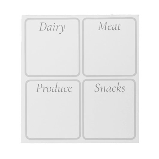 Lebensmittelliste Notizblock (Vorderseite)