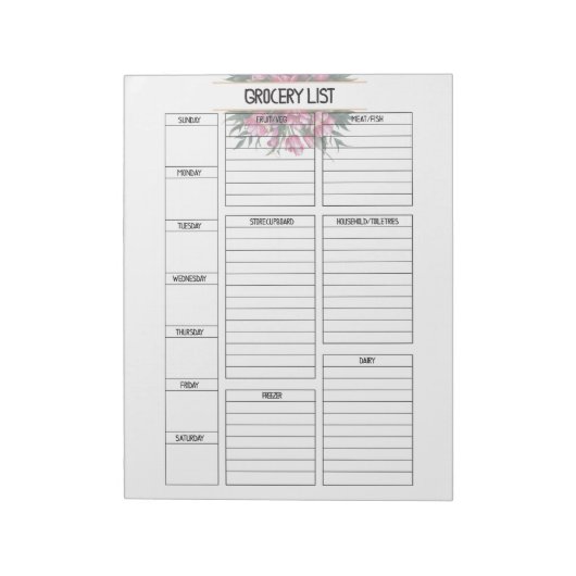 Lebensmittelliste Notizblock (Rotiert)