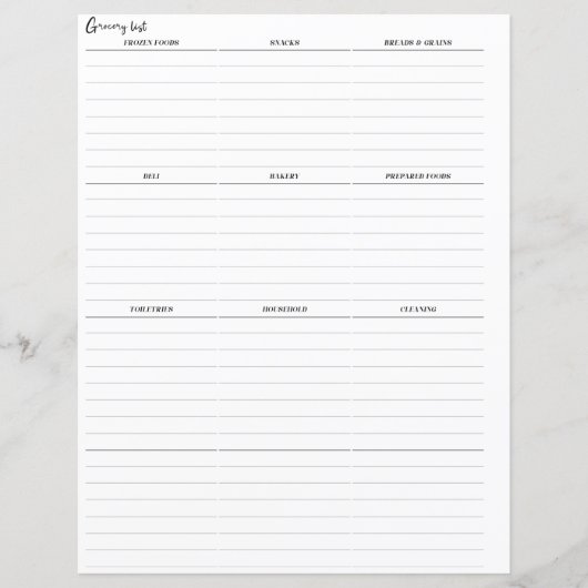 Lebensmittelliste Planner Seiten einfügen (Vorderseite)