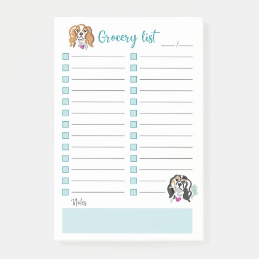 Lebensmittelliste| Post| Kavalier Post-it Klebezettel (Vorderseite)