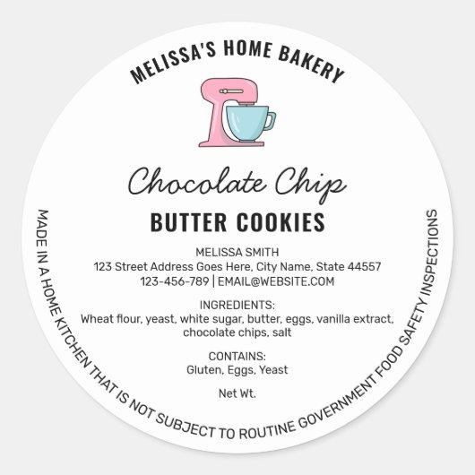 Lebensmittellizenzzeichen für moderne Bäckereien Runder Aufkleber (Vorderseite)