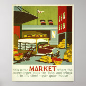 Lebensmittelmarkt... Vintages US-Poster Poster (Vorne)
