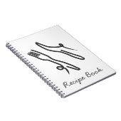 Lebensmittelmesser und Gabel modern grau-weiß Notizblock (Rechte Seite)