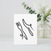 Lebensmittelmesser und Gabel modern grau-weiß Postkarte (Stehend Vorderseite)
