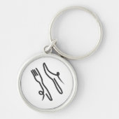 Lebensmittelmesser und Gabel modern grau-weiß Schlüsselanhänger (Vorne)