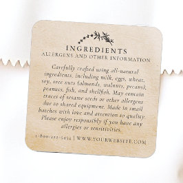 Lebensmittelsicherheit Allergens Kraft Leaf Handge Quadratischer Aufkleber