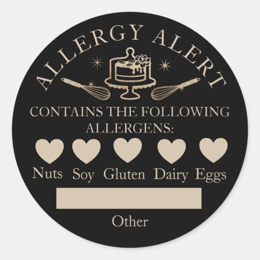 Lebensmittelsicherheitsallergie - Warnbacken Runder Aufkleber (Vorderseite)
