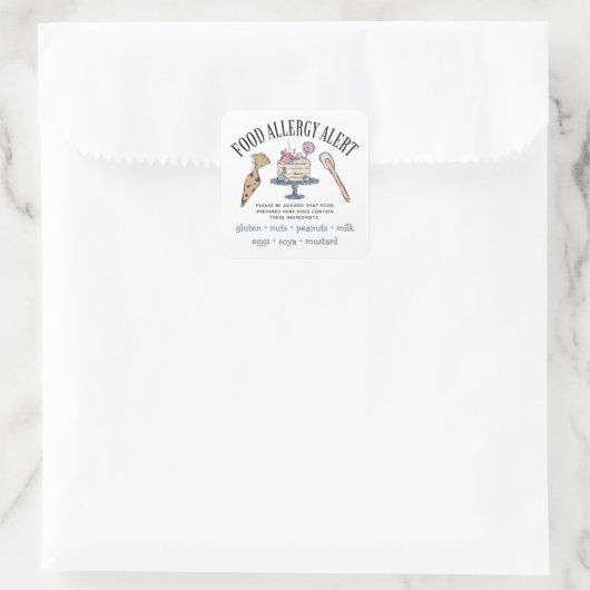 Lebensmittelsicherheitsallergie - Warnbäckerei Quadratischer Aufkleber (Tasche)