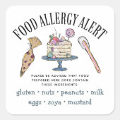 Lebensmittelsicherheitsallergie - Warnbäckerei Quadratischer Aufkleber (Vorderseite)