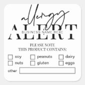 Lebensmittelsicherheitsallergie Warnhinweis Minima Quadratischer Aufkleber (Vorderseite)