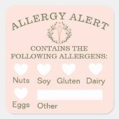 Lebensmittelsicherheitsallergie Warnhinweis Pink B Quadratischer Aufkleber (Vorderseite)
