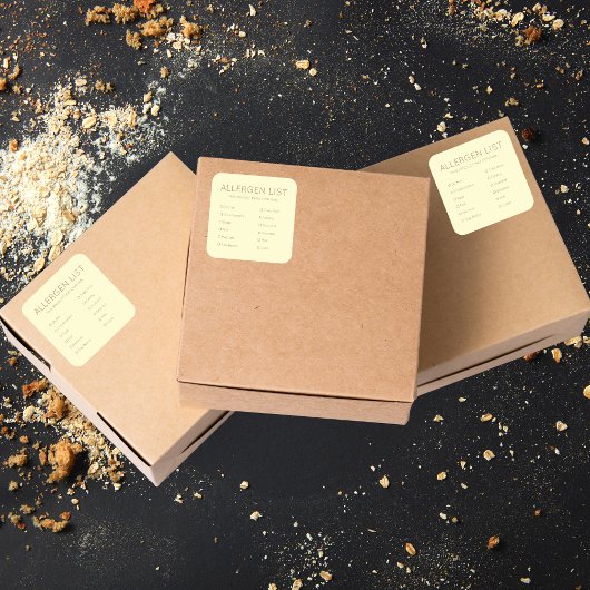 Lebensmittelsicherheitsallergische Inhaltsstoffe B Quadratischer Aufkleber