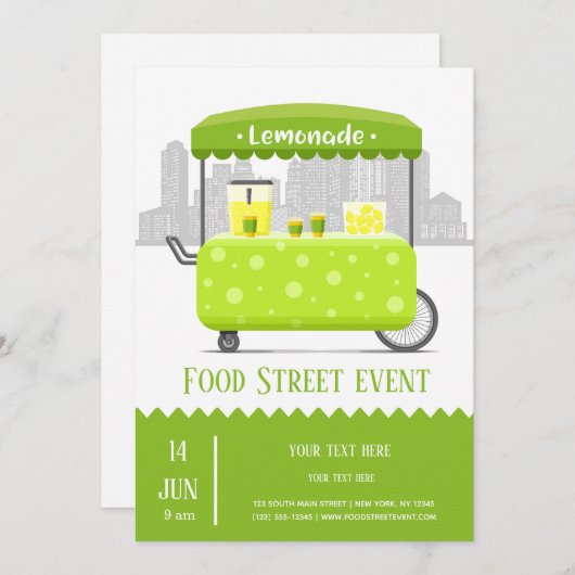 LebensmittelstraßenLimonade Einladung (Vorne/Hinten)
