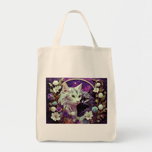 Lebensmitteltasche mit Kat-Illustration Tragetasche (Vorne)