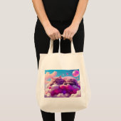 Lebensmitteltasche mit Kat-Illustration Tragetasche (Vorderseite (Produkt))