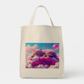 Lebensmitteltasche mit Kat-Illustration Tragetasche (Rückseite)