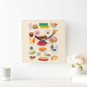 Lebensmittelvielfalt Quadratische Wanduhr (Zuhause)