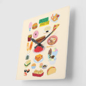 Lebensmittelvielfalt Quadratische Wanduhr (Winkel)