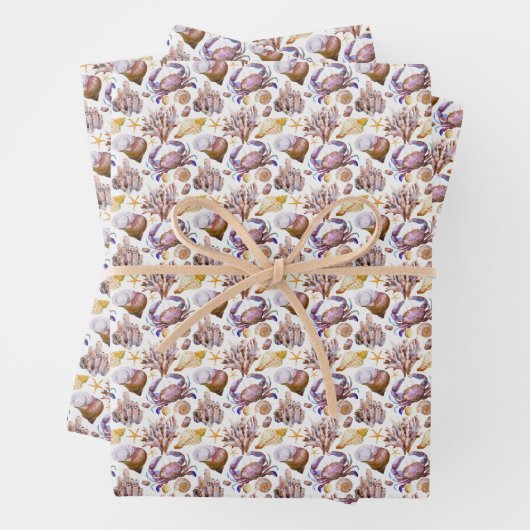 Lebensmuster der Meeresfauna Geschenkpapier Set (Beispiel)