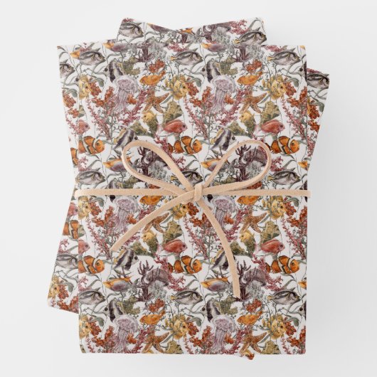 Lebensmuster der Meeresfauna Geschenkpapier Set (Beispiel)