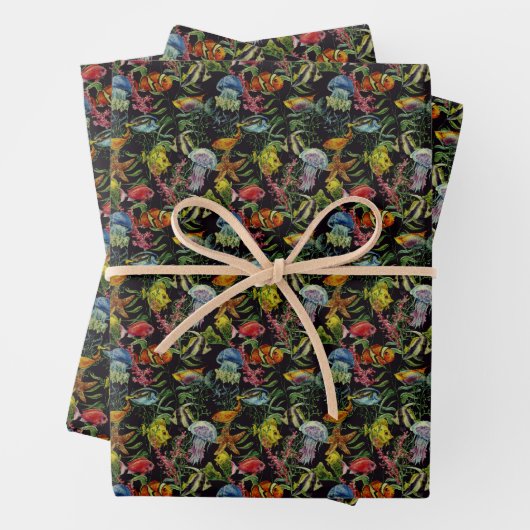 Lebensmuster der Meeresfauna Geschenkpapier Set (Beispiel)