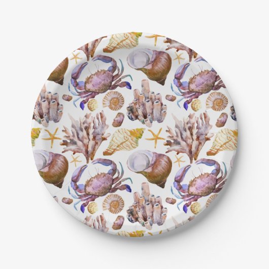 Lebensmuster der Meeresfauna Pappteller (Vorderseite)