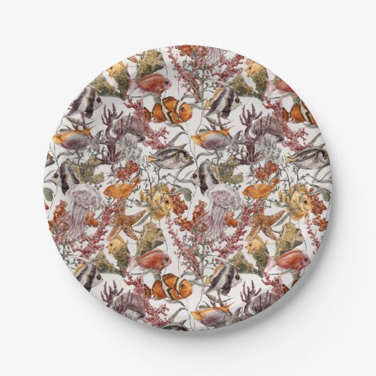 Lebensmuster der Meeresfauna Pappteller (Vorderseite)