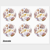 Lebensmuster der Wasserfarben 4 Runder Aufkleber (Blatt)